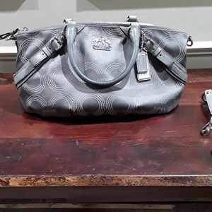Coach Madison Gray Dotted Signature Op Art Handbag